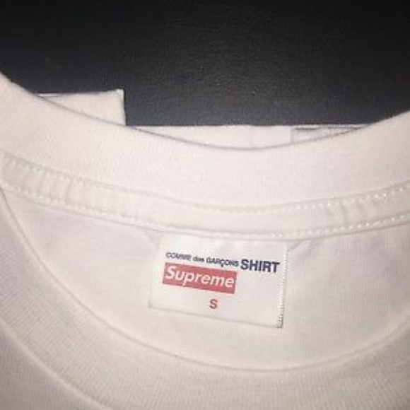 supreme cdg box logo tee white size small 100% aut - Picture 2 of 4